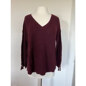 American Eagle Outfitters Burgundy V-Neck Sweater